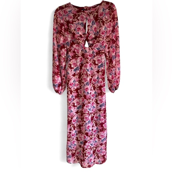 Vici Floral Twist Cutout Long Sleeve Midi Dress - Size M - Picture 3 of 6